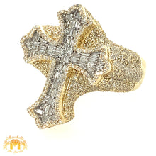 Load image into Gallery viewer, Gold and Diamond 3D Cross Ring (choose your gold color)