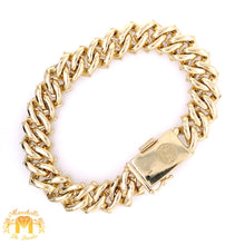 Load image into Gallery viewer, 7.03ct Diamond 14k Yellow Gold 12.5mm Diamond Edge Shaped Cuban Bracelet (solid, baguette diamonds)