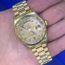 Load image into Gallery viewer, 41mm Rolex Day Date II Presidential Watch with Gold Oyster Bracelet (factory diamond dial)