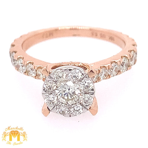 18k Gold Engagement Ring with round diamond (high rise, choose your color)