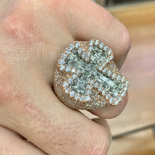 Load image into Gallery viewer, 9.10ct Diamond 14k Rose Gold 3D Cross Ring (solid, emerald-cut VS diamonds)