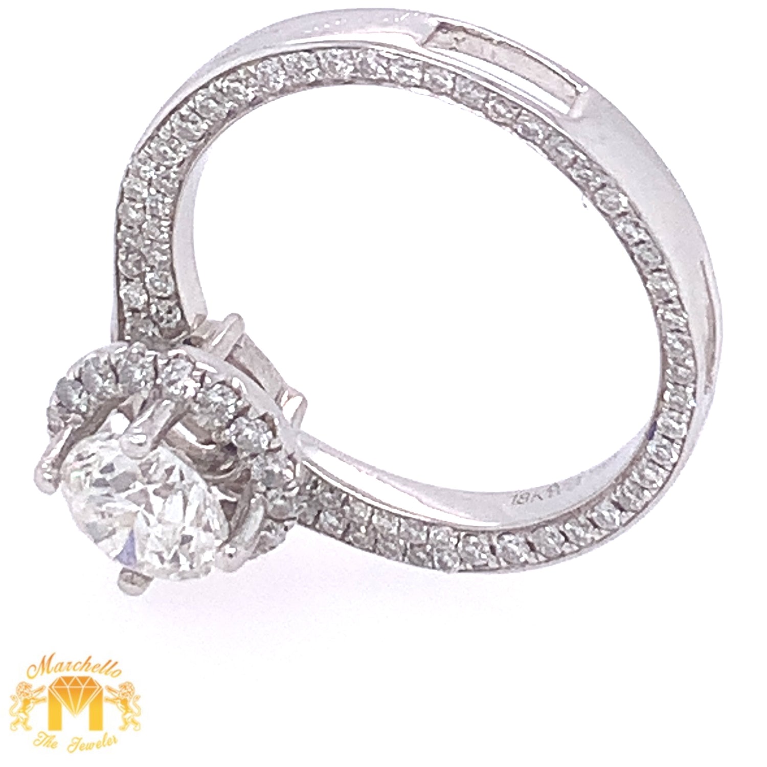18k White Gold Engagement Ring / Charm with  Round Diamond (solitaire center)