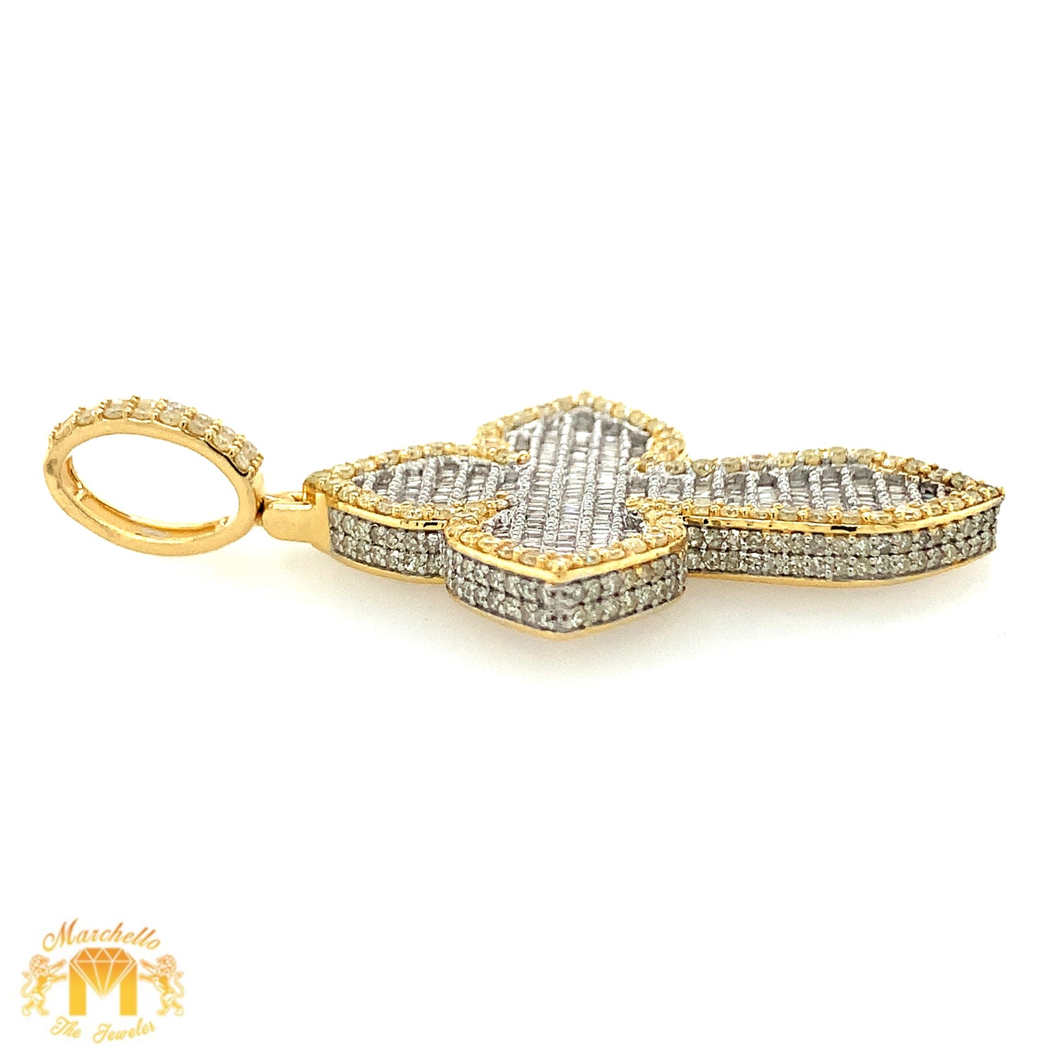 Gold and Diamond Fancy Cross Pendant and Solid Gold 3mm Rope Chain Set