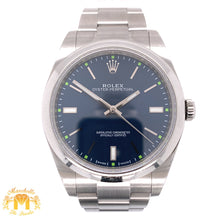 Load image into Gallery viewer, 39mm Rolex Oyster Perpetual Watch with Stainless Steel Band (royal blue dial, papers)