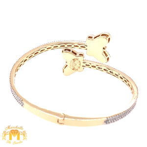 14k Gold Twin Butterflies Bangle Diamond Bracelet