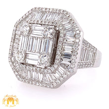 Load image into Gallery viewer, VVS high clarity diamond set in a 18k White Octagon Ring (jumbo VVS baguettes)