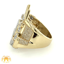 Load image into Gallery viewer, Gold Truck Ring with  baguette and round diamonds