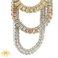 Load image into Gallery viewer, 14k Gold 5.5mm Strip Chain with baguette and round diamonds (choose your color)