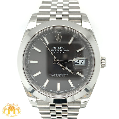 41mm Rolex Datejust 2 Watch with Stainless Steel Jubilee Bracelet (asphalt grey dial, papers)