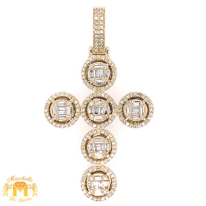 14k Gold Cross Diamond Pendant and Miami Cuban Link Chain Set