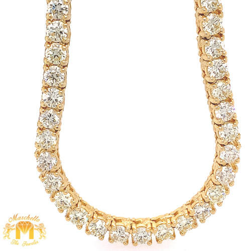 37.9ct Diamond 14k Gold Tennis Chain (25 pointers, side diamonds)