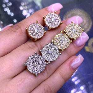 14k Gold 17mm Round Diamond Earrings (illusion setting)