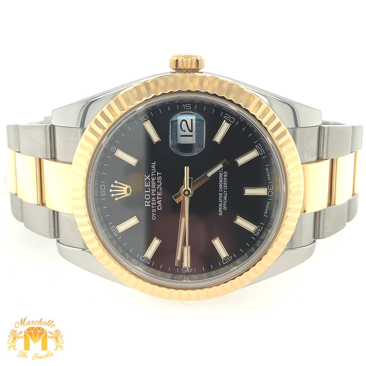 41mm Rolex Datejust Watch with Two-tone Oyster Band and Fluted Bezel (2017, black dial)