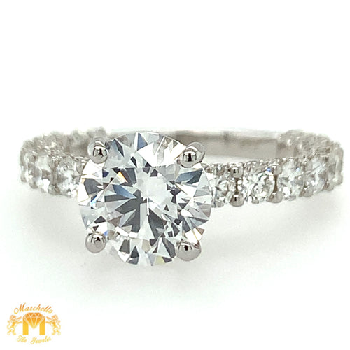 4.07ct Diamond 18k White Gold Engagement Ring (GIA certified 2.06ct center diamond)