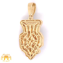 Load image into Gallery viewer, 14k Gold Enamel Lion Head Diamond Pendant, Gold Cuban Link Chain