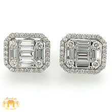 Load image into Gallery viewer, VVS/vs high clarity diamonds set in a 18k White Gold Octagon Earrings (extra large VVS baguettes)