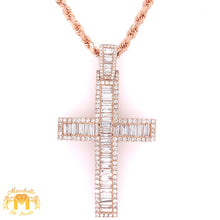 Load image into Gallery viewer, 5ct Diamond 14k Rose Gold Extra Large Cross Pendant and Solid 14k Rose Gold Rope Chain