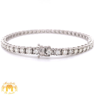 3ct Round Diamond 14k White Gold Tennis Bracelet (illusion setting)