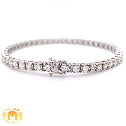 3ct Round Diamond 14k White Gold Tennis Bracelet (illusion setting)