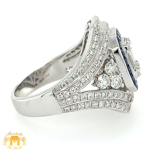 VVS/vs high clarity diamonds set in a 18k White Gold Ladies' Ring with Diamond and Blue Sapphire  (VVS baguettes)