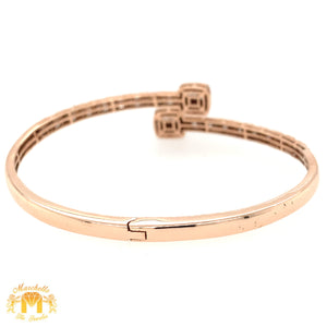 Gold and Diamond Twin Squares Cuff  Bracelet (choose gold color)