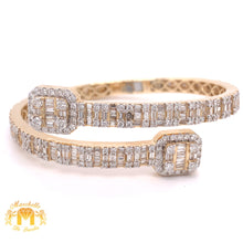 Load image into Gallery viewer, 14k Gold 6.2mm Twin Squares Bangle Bracelet with Baguette Diamond