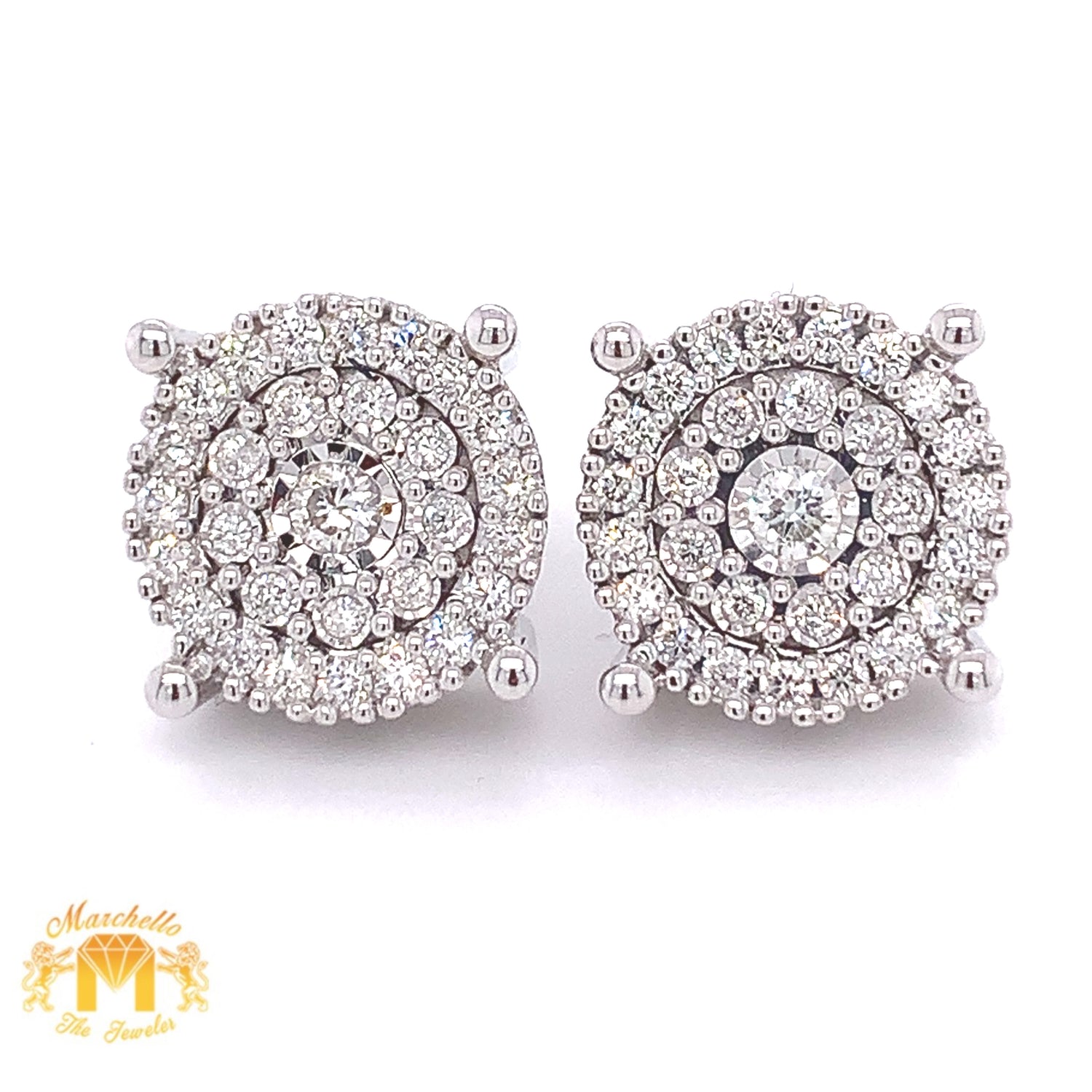 14k Gold 17mm Earrings with Round Diamonds (illusion setting)