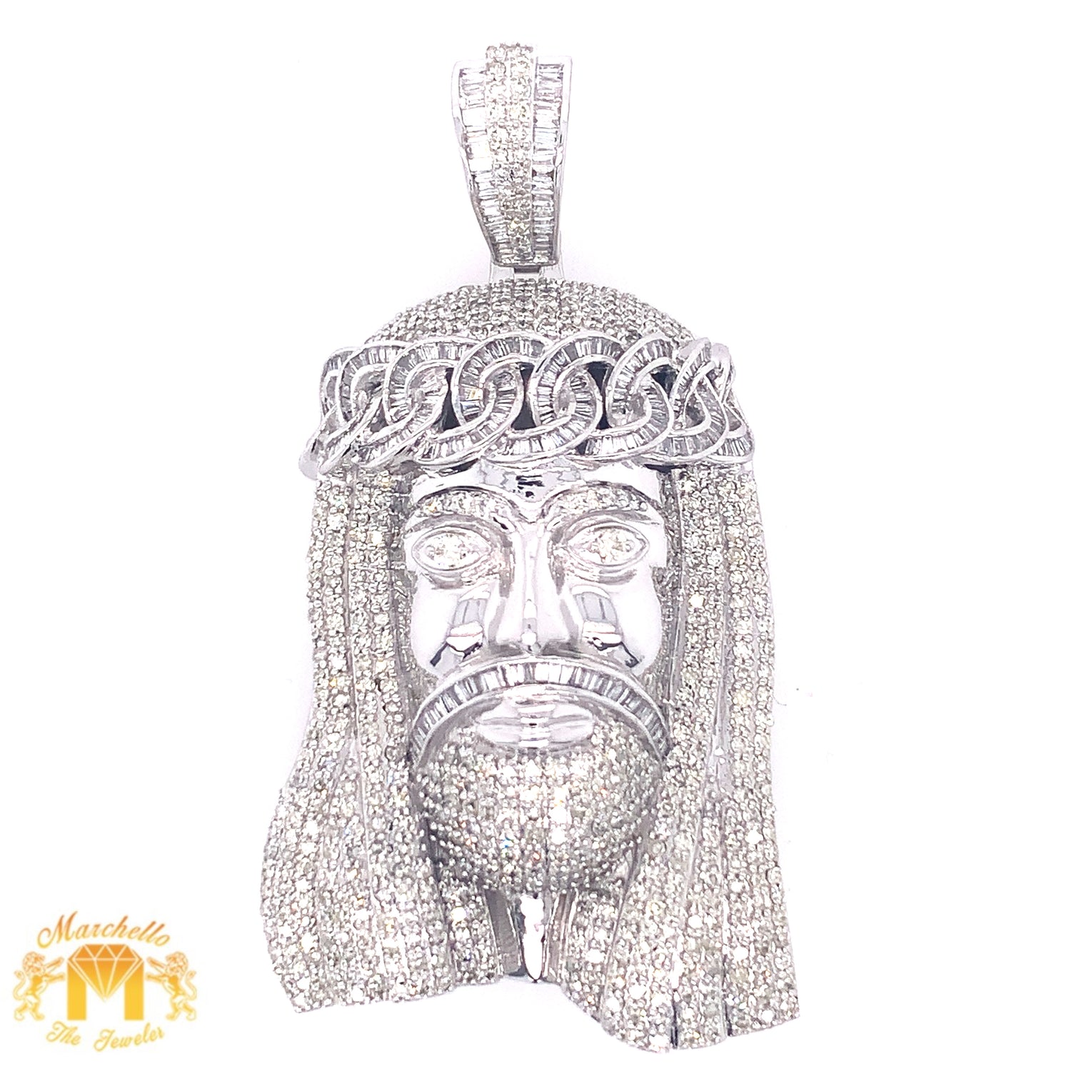 Extra Large 4.76ct Diamond 14k Gold Jesus Face Pendant (Solid)