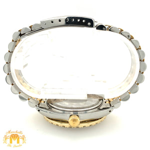 4ct Diamond 36mm Rolex Datejust Watch with Two-tone Jubilee Bracelet (dark green dial, quick-set)