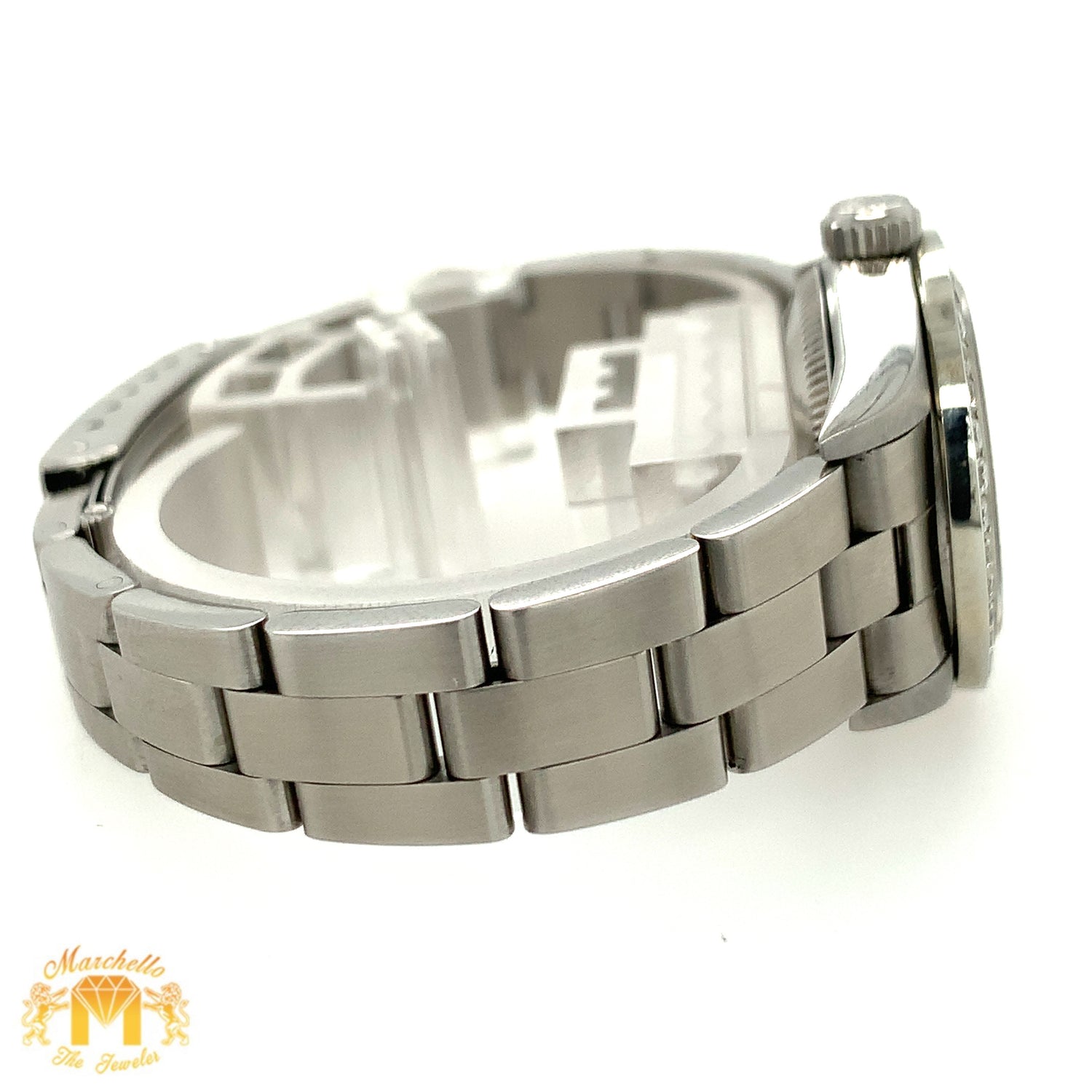 24mm Ladies’ Rolex Oyster Perpetual Stainless Steel Diamond Watch (diamond hour markers)