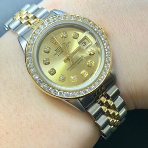 26mm Ladies’ Rolex Datejust Diamond Watch with Two-tone Jubilee Bracelet (custom diamond dial)