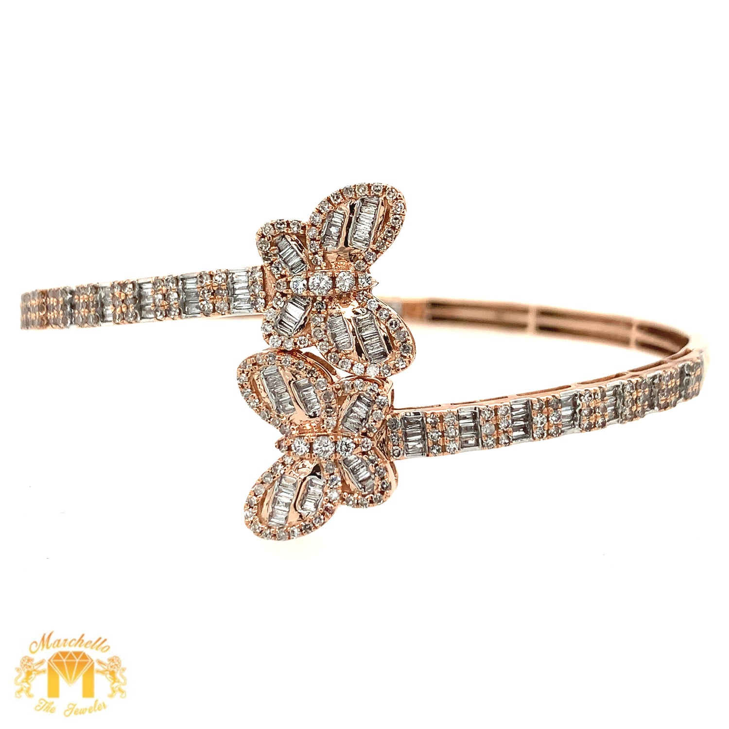 Gold and Diamond Twin Butterflies Cuff Bracelet (choose your color)
