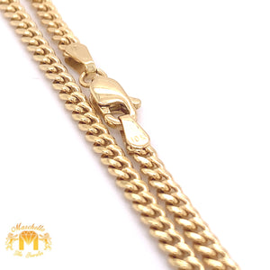 Yellow Gold & Diamond Jesus Face Pendant and Cuban Link Chain