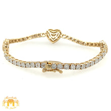 Load image into Gallery viewer, Gold and Diamond Three Hearts Tennis Bracelet (choose your color)