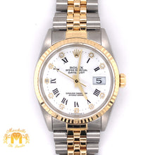 Load image into Gallery viewer, 36mm Rolex Datejust Watch with Two-tone Jubilee Bracelet (quick set, diamond hour markers)
