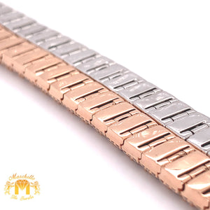 14k Gold 9mm Pyramid Link Bracelet with Round Diamond (solid back)