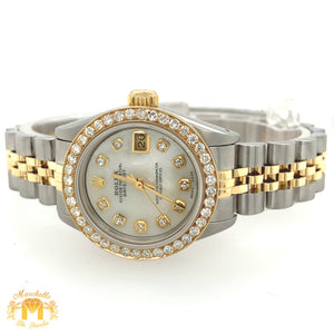 26mm Ladies’ Rolex Datejust Diamond Watch with Two-tone Jubilee Bracelet (custom mother-of-pearl diamond dial)