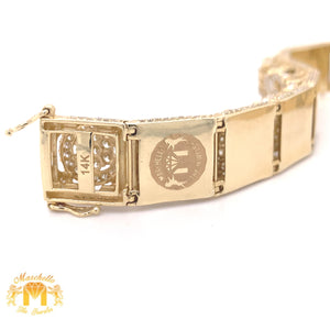 14k Yellow Gold 14.3mm Men's Diamond Bracelet (solid back)