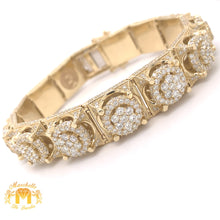 Load image into Gallery viewer, 14k Yellow Gold 14.3mm Men&#39;s Diamond Bracelet (solid back)