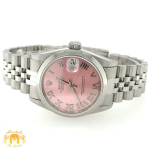 31mm Rolex Datejust Watch with Stainless Steel Jubilee Bracelet (quick-set, pink dial)