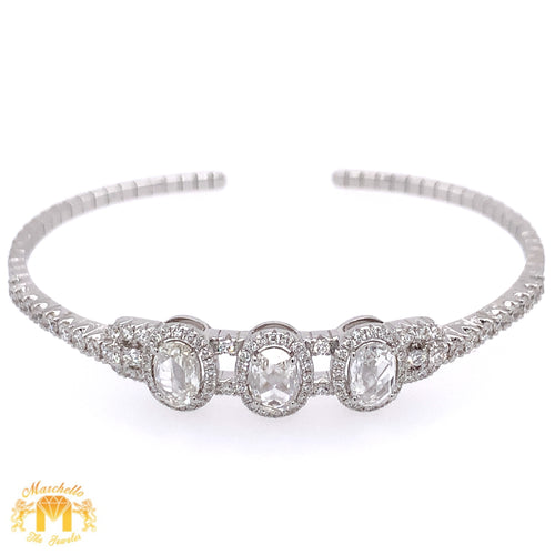 LIMITED EDITION: 3.31ct Diamond 18k White Gold Cuff Bracelet (VS diamonds, rose-cut diamonds)