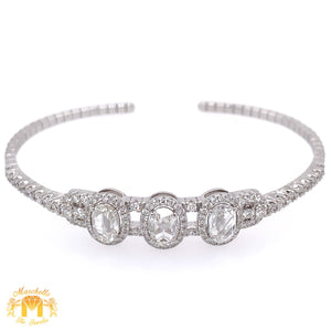 LIMITED EDITION: 3.31ct Diamond 18k White Gold Cuff Bracelet (VS diamonds, rose-cut diamonds)