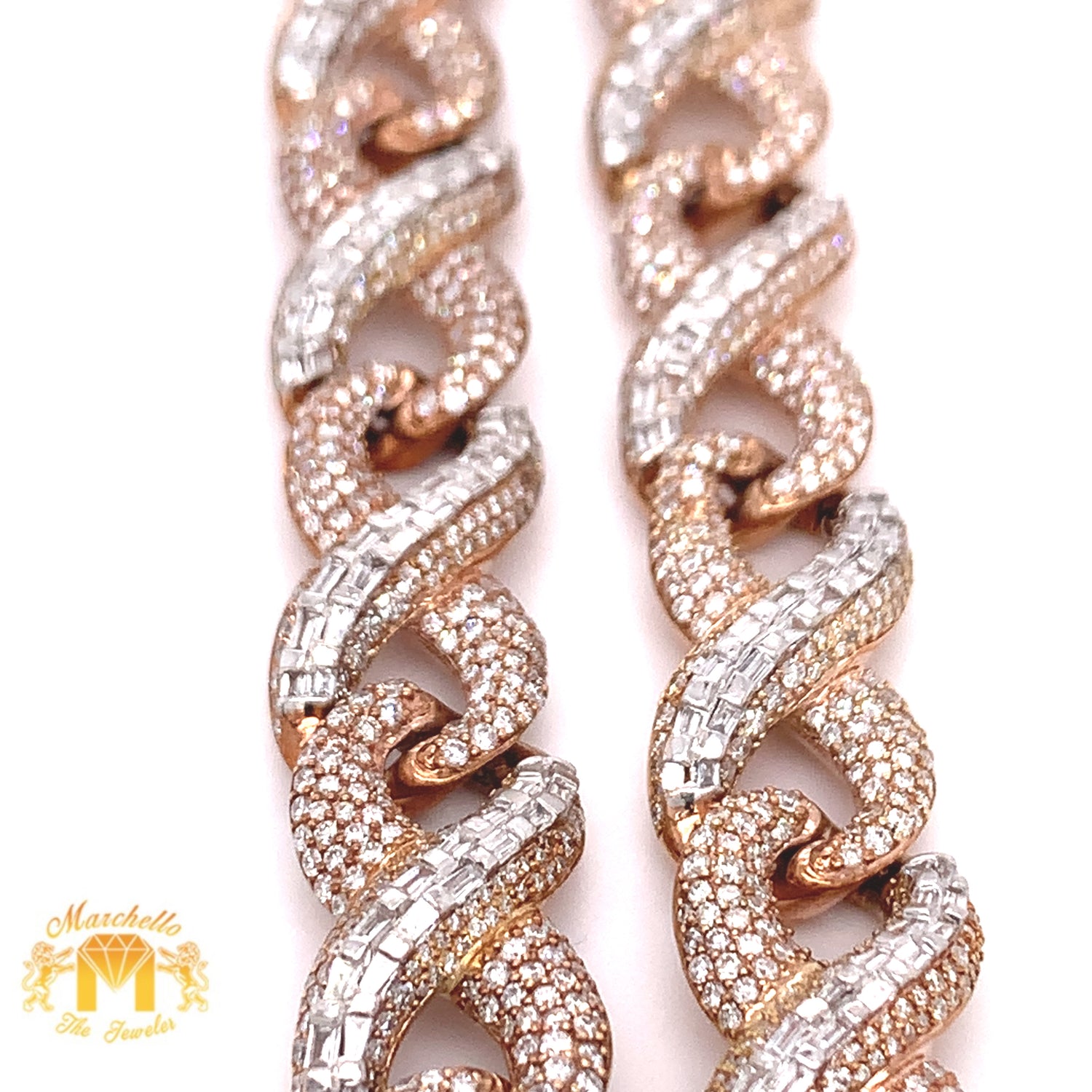 Rose&White Gold and Diamond 10.7mm Infinity Link Chain