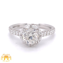 Load image into Gallery viewer, VVS/vs high clarity diamonds set in a 18k White Gold Engagement Ring with Round Diamond  (limited marquis halo, 1.09ct center stone)