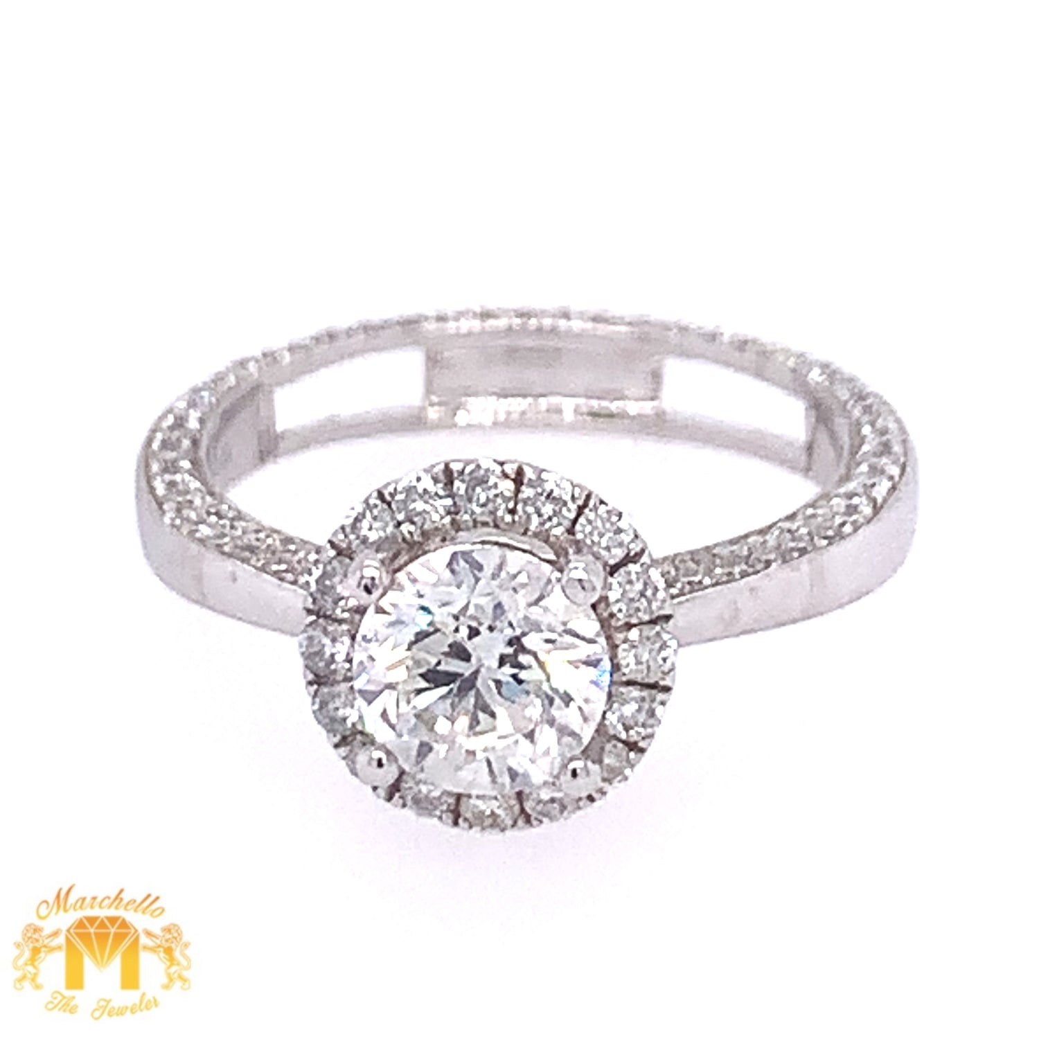 18k White Gold Engagement Ring / Charm with  Round Diamond (solitaire center)