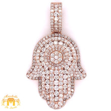 Load image into Gallery viewer, 14k Gold Large Hamsa Diamond Pendant and Gold Cuban Link Chain Set
