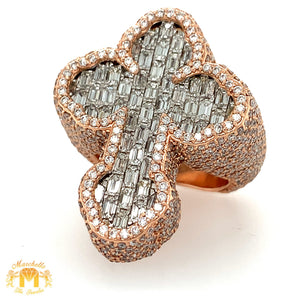 8.38ct Diamond 14k Rose Gold 3D Cross Ring (solid, emerald-cut VS diamonds)