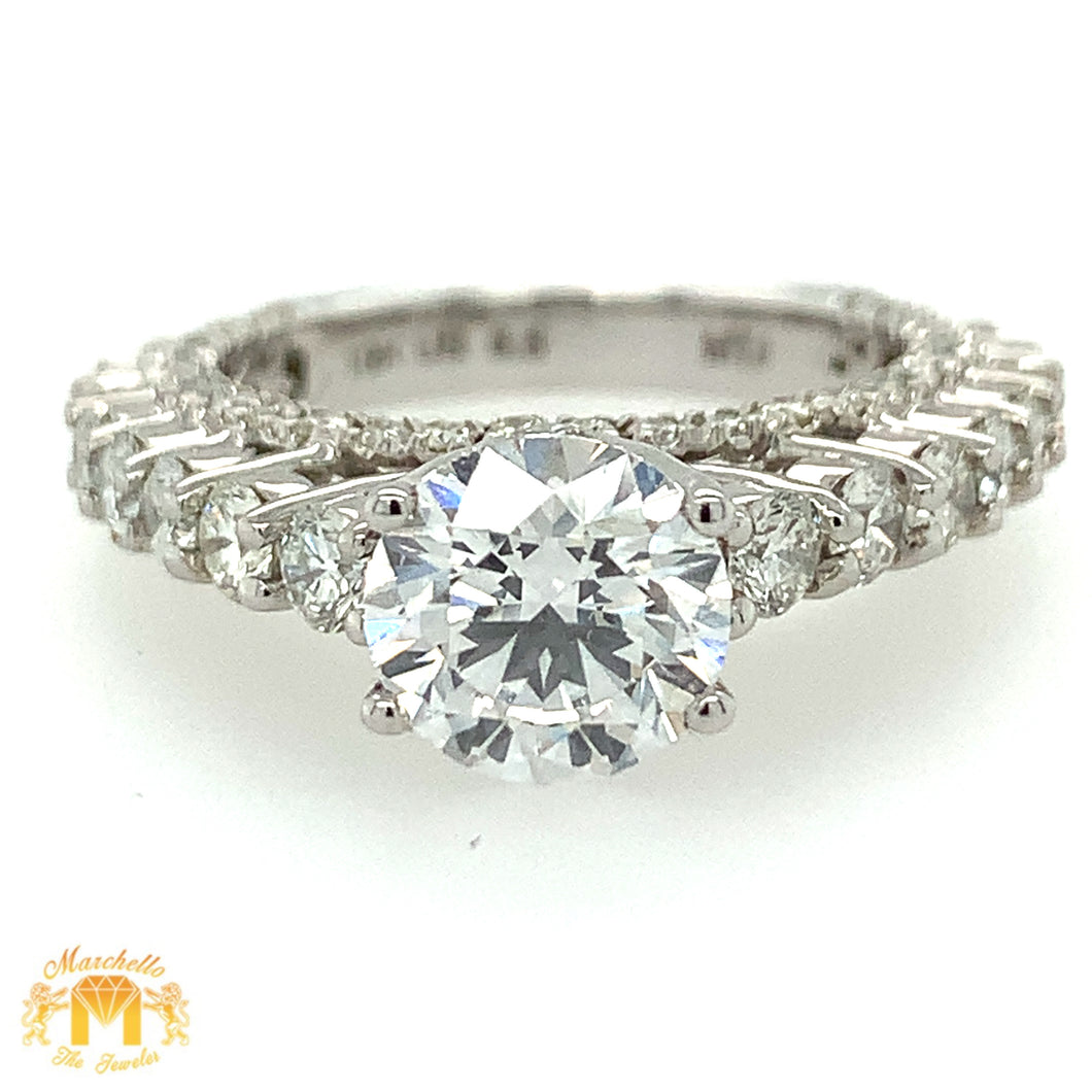 VVS/vs high clarity diamonds set in a 18k White Gold Engagement Ring (GIA certified 1.71ct VVS center diamond)