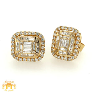 VVS/vs high clarity diamonds set in a 18k Gold Earrings with Diamond (VVS baguettes, choose gold color)