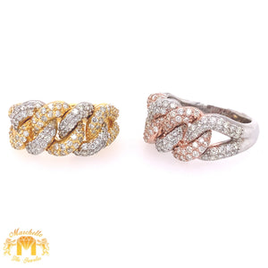 14k Two-tone Gold Cuban Link Diamond  Ring